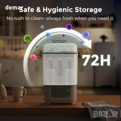 Стерилизатор и сушилня за шишета Momcozy 4 в 1, капацитет 6 шишета, снимка 4 - Стерилизатори - 53383157