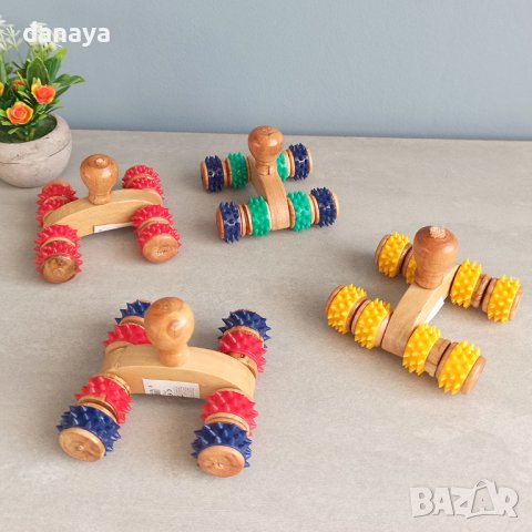 3699 Дървен масажор Количка с 8 колела, снимка 6 - Други стоки за дома - 40661425