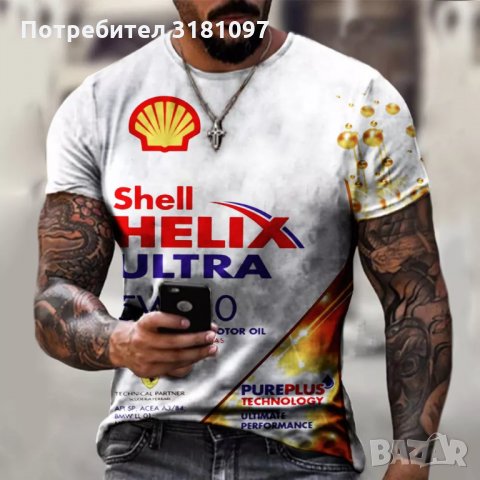 Качествена тениска фанелка с емблеми и надписи Motul Shell Castrol Champion , снимка 2 - Тениски - 34310183