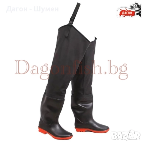 ПРОМО - Дълги ботуши за риболов: Гумирани, Тъмнозелени.