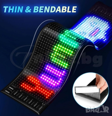 LED матрична пикселна панелна светлина Bluetooth  превъртаща се реклама за магазини, автомобили и др, снимка 3 - Друго търговско оборудване - 52313677