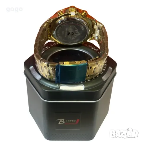 Луксозен златист часовник BISTEC – съвършенство в детайлите, снимка 2 - Мъжки - 49506776