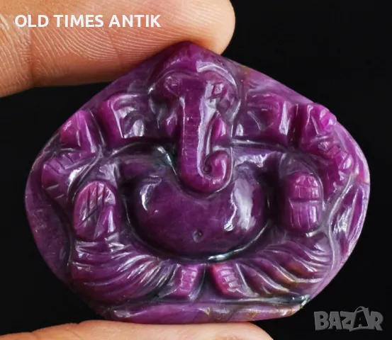 РУБИН 100% НАТУРАЛЕН 72,00 Cts резбован бог Ганеша , снимка 5 - Антикварни и старинни предмети - 47376661