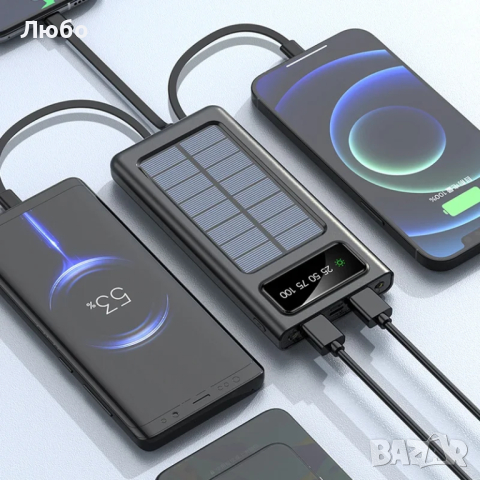 Промоция! Соларно Зарядно,Fast Charge USB-C,LED,Водоустойчиво, снимка 1 - Къмпинг осветление - 44838294