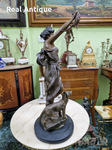 Уникална голяма антикварна френска авторска фигура статуетка , снимка 3 - Антикварни и старинни предмети - 44693387