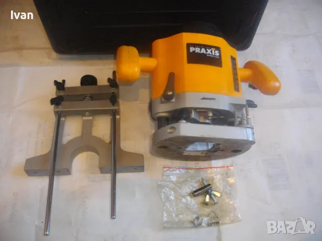 PRAXIS НИДЕРЛАНДСКА ОРИГИНАЛНА ОБЕРФРЕЗА 1100 ВАТА С ВОДАЧ И КУФАР ХОД 50мм за фрезер до ф35мм, снимка 7 - Други инструменти - 48540389