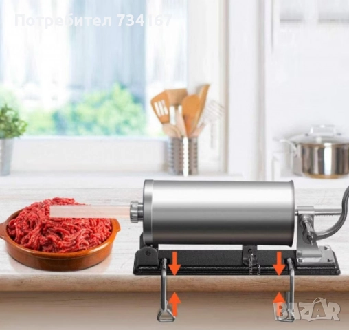 Ръчна машина за пълнене на колбаси,неръждаема стомана,капацитет 4 кг., снимка 3 - Други - 52544264