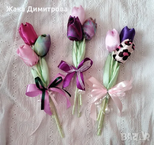 Букети от ръчно изработени лалета