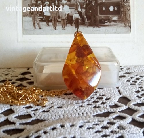 Стар гердан, колие, кехлибар, полирезин, снимка 5 - Антикварни и старинни предмети - 35604740