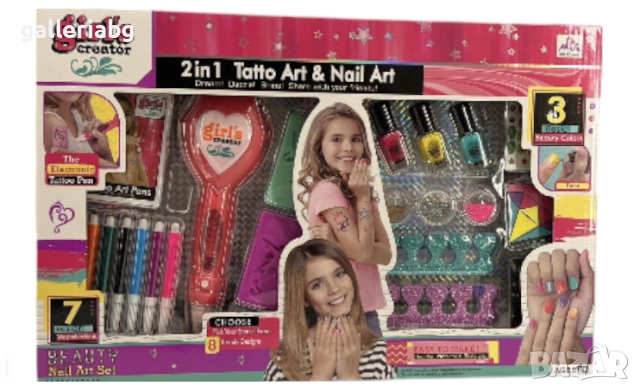 Комплект 2в1 за маникюр и татуировки – Girl’s Creator Tattoo & Nail Art Set