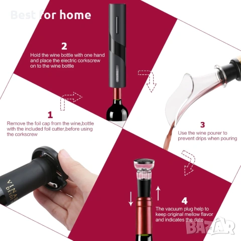 Комплект електрически отварачки за вино, снимка 5 - Друга електроника - 53651376