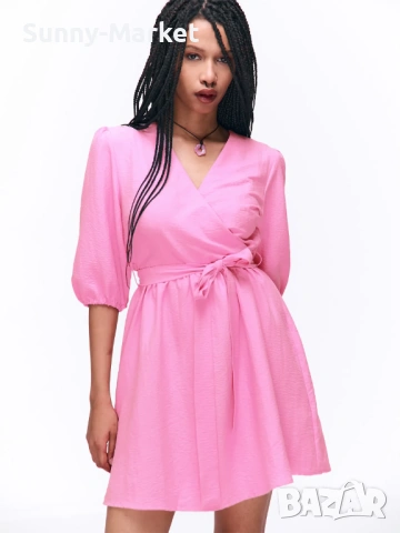 Дамска розова рокля с колан, снимка 2 - Рокли - 53507230