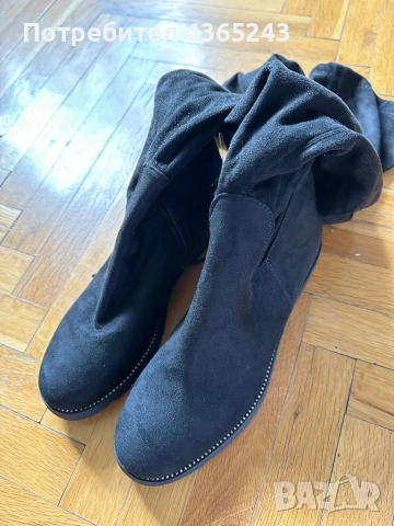 Чисто НОВИ! Дамски велурени ботуши до коленете, 41 Номер, снимка 6 - Дамски ботуши - 52610951