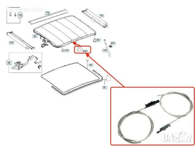 Mercedes B-Class W245 Комплект жила за панорамен таван , снимка 3 - Части - 50400637
