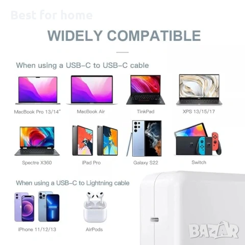 96W AC адаптер съвместим с лаптопи  и телефони от ABRALE, снимка 5 - Друга електроника - 53282867