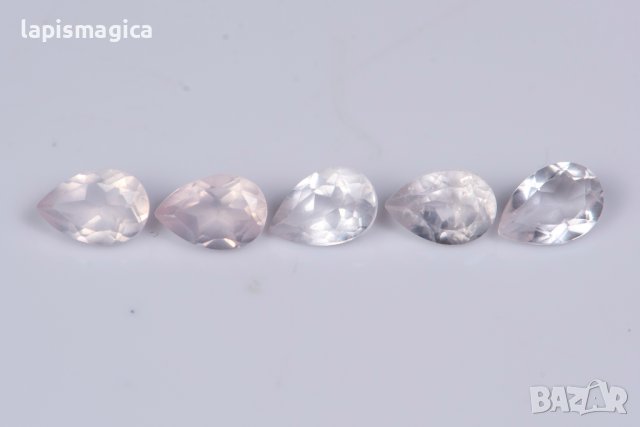 5 броя розов кварц 1.96ct капковидна шлифовка №3