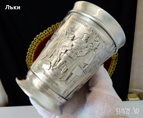 Чаша от калай,халба 300 мл.,Дилижанс. , снимка 8 - Антикварни и старинни предмети - 51582250