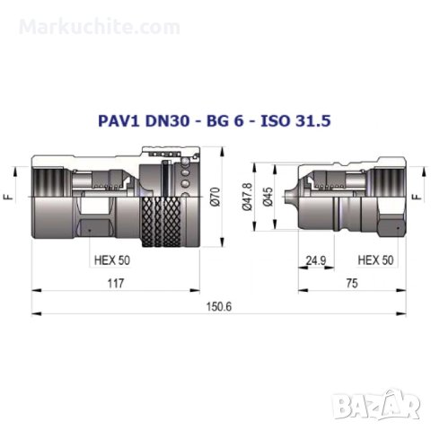 Хидравлична бърза връзка серия PAV1, снимка 7 - Други машини и части - 40344262
