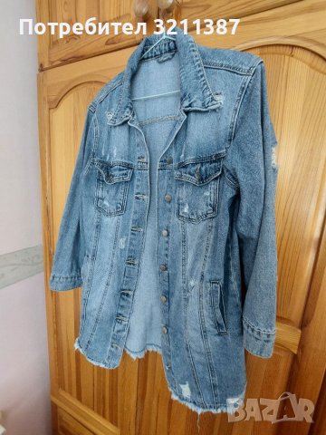 Дълго дънкено яке, снимка 3 - Якета - 41165073