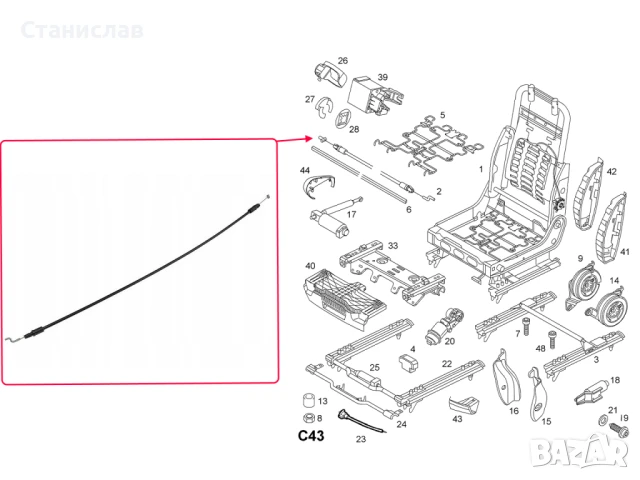 Жило за седалка Opel Vectra C, снимка 4 - Части - 50629386