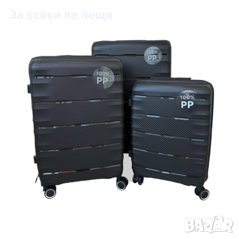 Комплект куфари 3 в 1 – Полипропилен, Ултра здрави, Леки, Черен цвят, снимка 4 - Други - 52336138