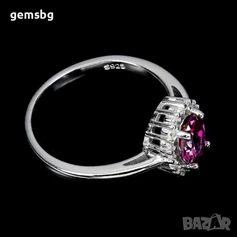 Сребърен пръстен с естествен розов топаз и цирконий, снимка 3 - Пръстени - 47355396