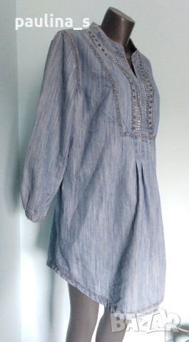 Дънкова рокля тип туника с декорации "Andrea" / голям размер , снимка 1 - Рокли - 42065357