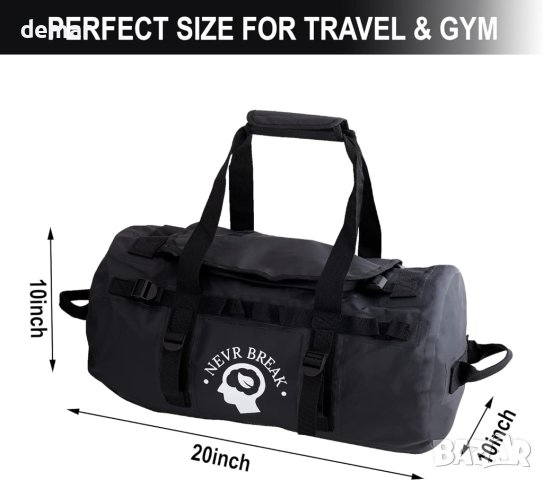 NEVR BREAK 42L Водоустойчива чанта - сак 50x25 см, черна, снимка 6 - Чанти - 42731376