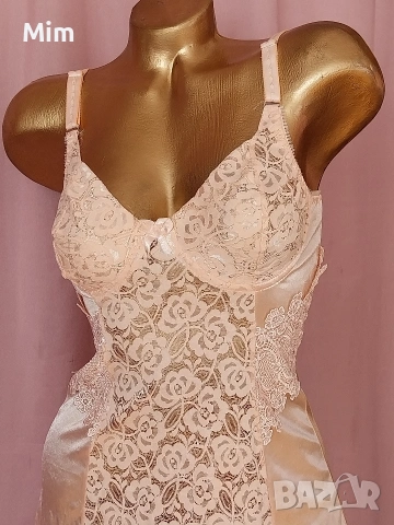 XS /S Розова нощница от сатен и дантела , снимка 2 - Нощници - 53842970