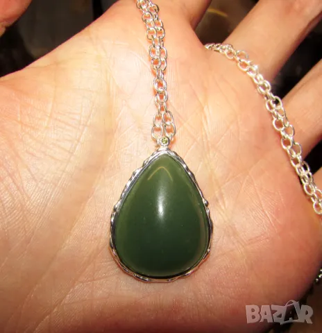 925 сребърно колие с хризопрас подходящо за подарък, снимка 1