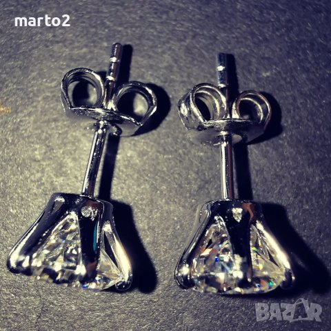 Елегатни Сребърни Обеци с Мойсанит по 1 Карат на Обеца, общо 2 Карата!, снимка 8 - Обеци - 41643072