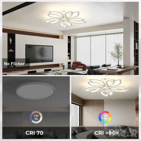 Smart LED Полилей 48W 6500 lm Димируем 3000-6500K, снимка 5 - Полилеи - 50898910