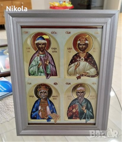 Икона на четирима български владетели Боян ,Борис I, Давид и Петър I, снимка 3 - Икони - 41084467