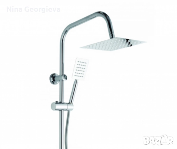 Хромиран горен душ комплект, смесител тип дъждовен душ Schütte