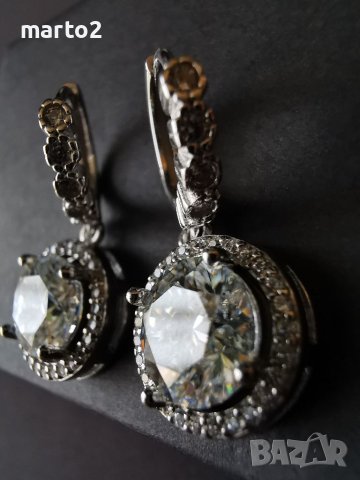 Сребърни 925 Обеци с Мойсанити по 3 карата на Обеца общо 6 Карата!, снимка 5 - Обеци - 41393094