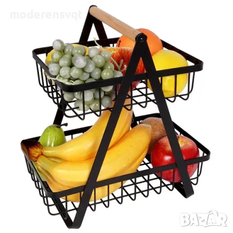 Метален кош с две нива за съхранение на плодове и зеленчуци, снимка 5 - Други стоки за дома - 49761238