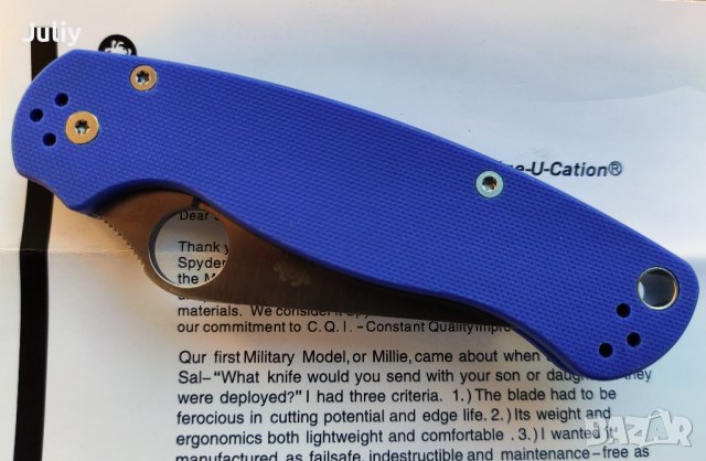 Сгъваем нож Spyderco  Paramilitary, снимка 5 - Ножове - 40377095