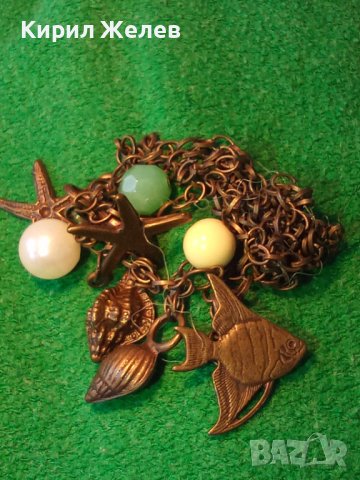 МЕСИНГОВА МОДНА ОГЪРЛИЦА с ФИГУРАЛНИ АРТ ВИСУЛКИ и ФАСЕТИРАН МИНЕРАЛ 25175, снимка 2 - Колиета, медальони, синджири - 35307981