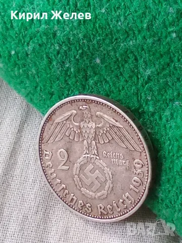 Германска сребърна монета от 2 райхсмарки 1939 година 44414, снимка 6 - Нумизматика и бонистика - 56194123