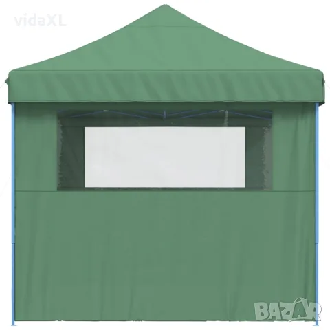 vidaXL Сгъваема парти шатра pop-up с 3 странични стени зелена, снимка 4 - Къмпинг мебели - 56147412