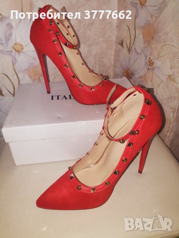 Червени обувки Valentino реплика, снимка 3 - Дамски обувки на ток - 41485317