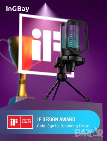 Mикрофон FIFINE A2 с RGB подсветка + стойка, USB Type-C, снимка 16 - Друга електроника - 51840937