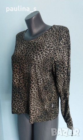 Еластична блуза в зелен леопардов принтер "tru" / голям размер , снимка 1 - Блузи с дълъг ръкав и пуловери - 40537039