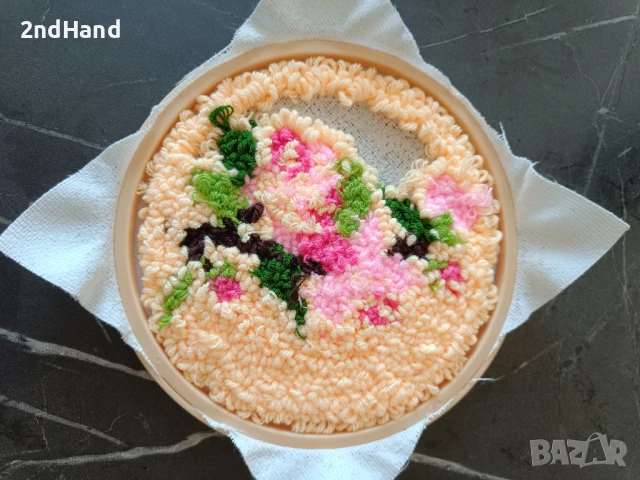 Пънч /фъкана бродерия пано с цветя, снимка 5 - Декорация за дома - 51319698