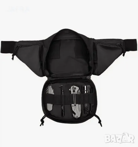 Тактическа Чанта за Кръста + 2 Нашивки и Карабинер Подарък - MOLLE, Водоустойчива, Персонализиране, снимка 11 - Чанти - 48646400