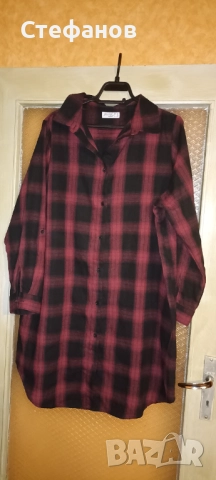 Красива,макси, дамска, карирана туника тип риза на марката-Janina