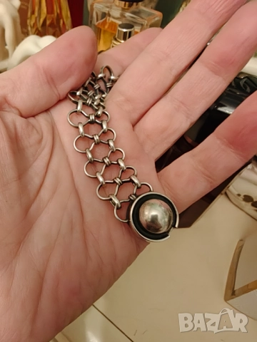 Ретро масивна сребърна огърлица с малахит , снимка 4 - Колиета, медальони, синджири - 52913901