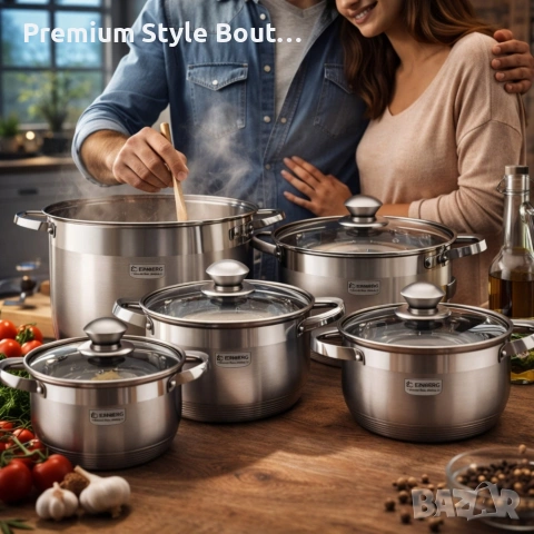 Комплект тенджери от неръждаема стомана , 10 части, Индукция, снимка 6 - Други - 53742448