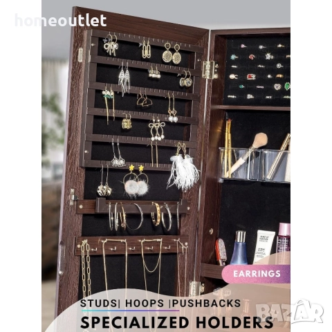 ПРОМОЦИЯ Органайзер за бижута и козметика с вградено огледало и заключващ механизъм QHX-003-DE, снимка 6 - Шкафове - 52824804