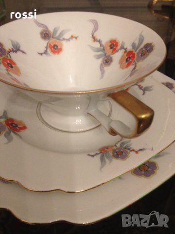 Bavaria 1930-те г. Ново немско трио за кафе/чай и десерт чаша чинии, сервиз, сет, чиния, снимка 2 - Колекции - 34764354